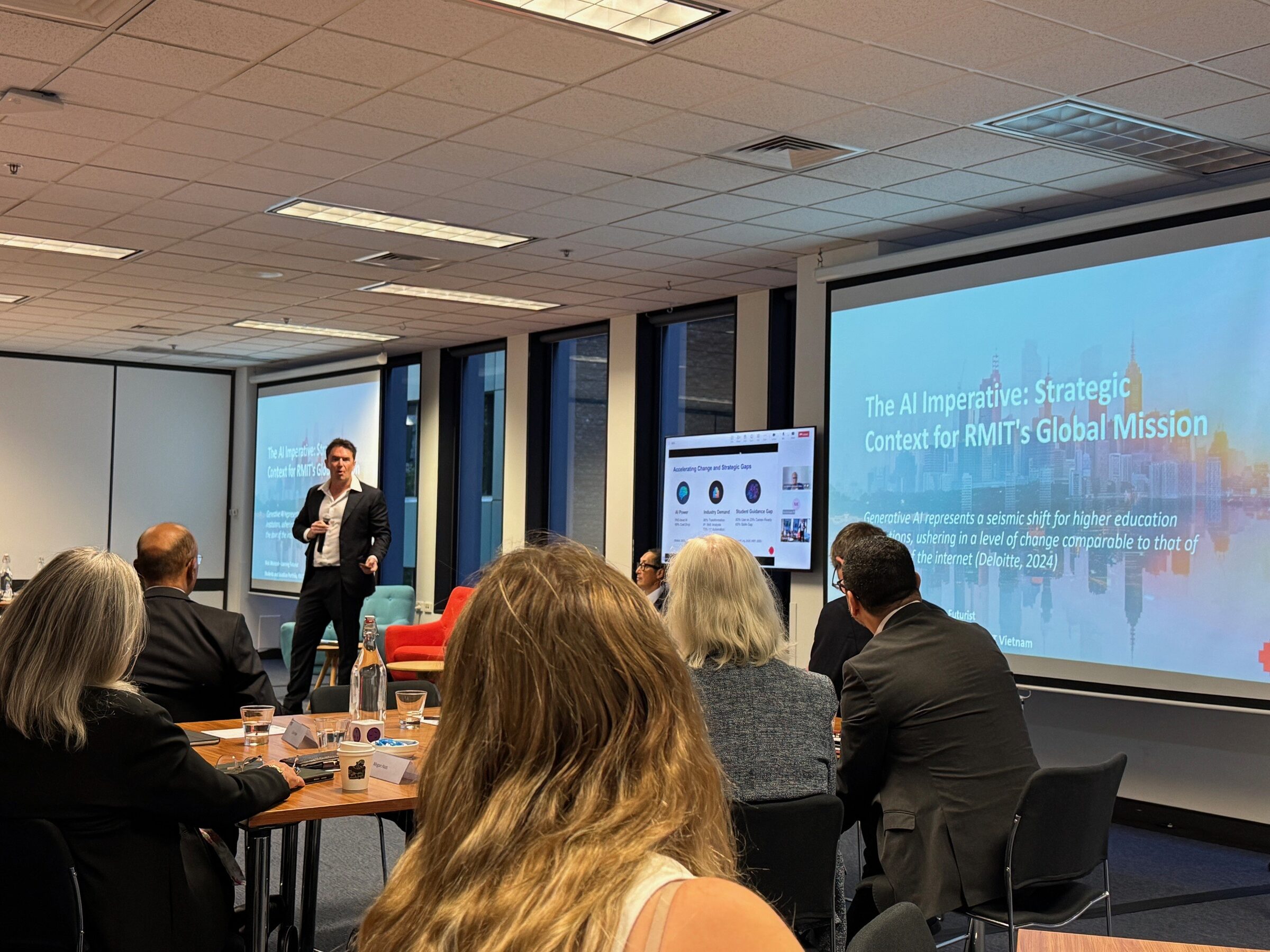 Nick McIntosh presenting The AI Imperative to RMIT's University Council strategy day